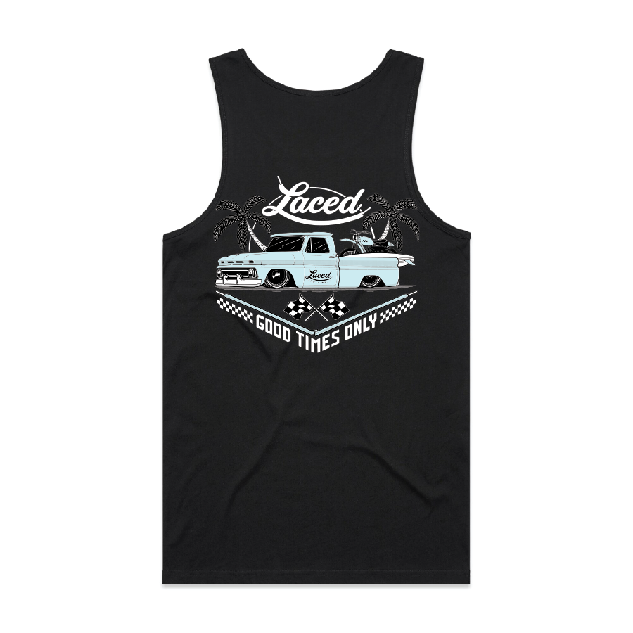 LOW RIDER - BLACK TANK TOP — LACED BELT CO.